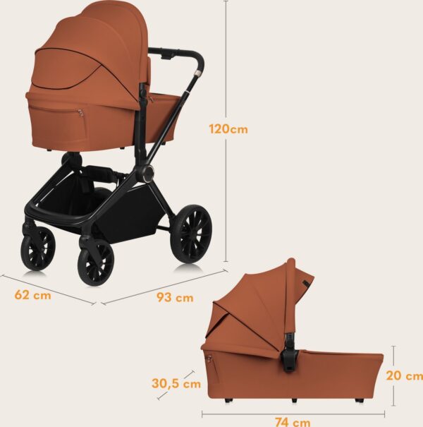Ratini.lv | MIKA PLUS 3IN1 bērnu ratiņi krāsa BROWN RUST bilde #19