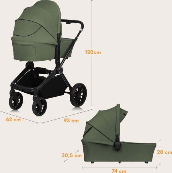 Ratini.lv | MIKA PLUS 3IN1 bērnu ratiņi krāsa GREEN OLIVE bilde #15
