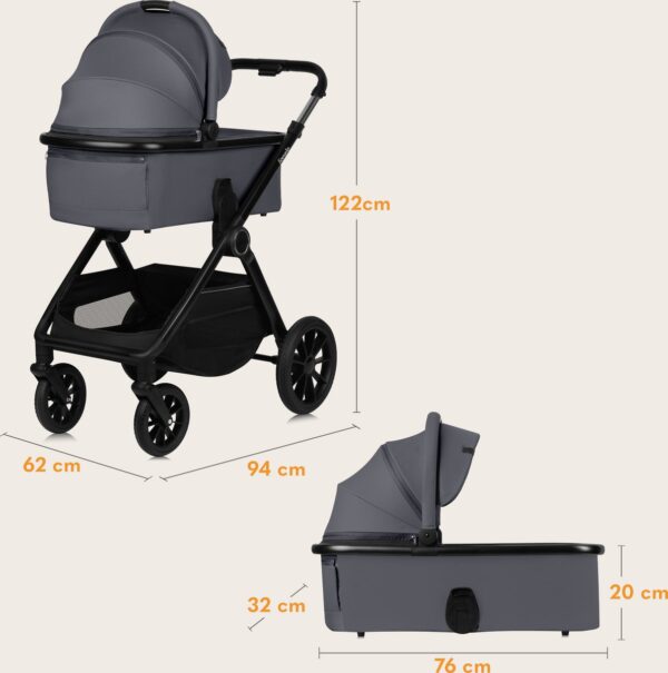Ratini.lv | LAYLA 3IN1 bērnu ratiņi krāsa GREY STONE bilde #7