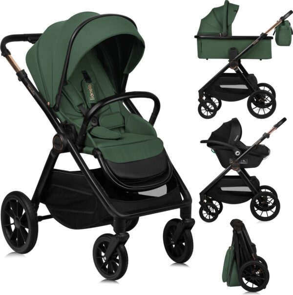 Ratini.lv | LAYLA 3IN1 bērnu ratiņi krāsa GREEN FOREST bilde #1