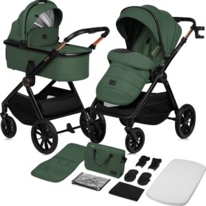 Lionelo LAYLA 2IN1 bērnu ratiņi krāsa GREEN FOREST