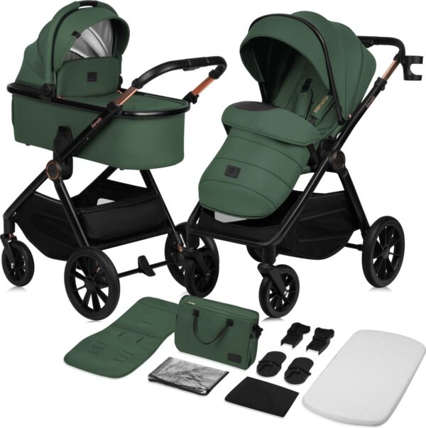 Ratini.lv | LAYLA 2IN1 bērnu ratiņi krāsa GREEN FOREST bilde #1