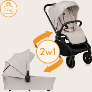 Lionelo MIKA PLUS 2IN1 bērnu ratu komplekts krāsa BEIGE SAND
