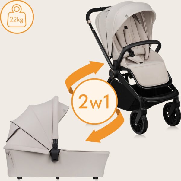 Ratini.lv | MIKA PLUS 2IN1 bērnu ratiņi krāsa BEIGE SAND bilde #19