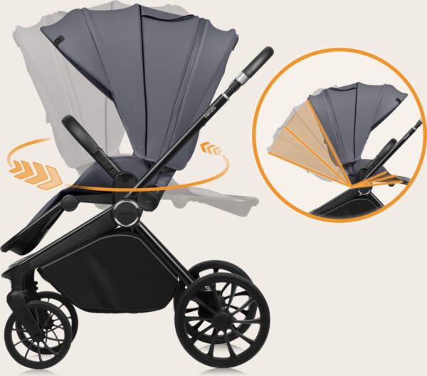 Ratini.lv | MIKA PLUS 3IN1 bērnu ratiņi krāsa GREY STONE bilde #7