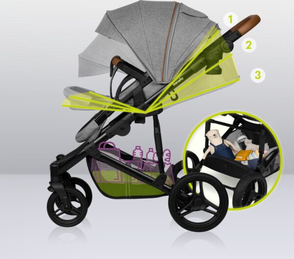 Ratini.lv | MARI TOUR 2IN1 bērnu ratiņi krāsa GREY STONE bilde #17