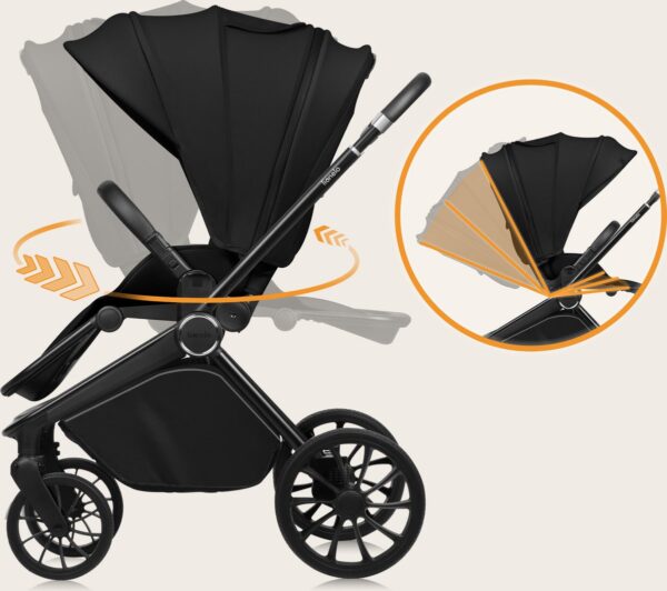 Ratini.lv | MIKA PLUS 2IN1 bērnu ratiņi krāsa BLACK ONYX bilde #21