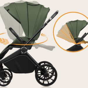 Lionelo MIKA PLUS 3IN1 bērnu ratu komplekts krāsa GREEN OLIVE