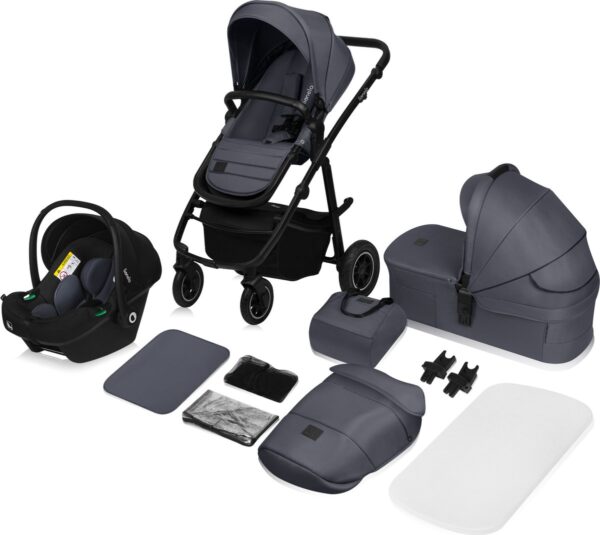 Ratini.lv | AMBER PLUS 3IN1 bērnu ratiņi krāsa GREY GRAPHITE bilde #3