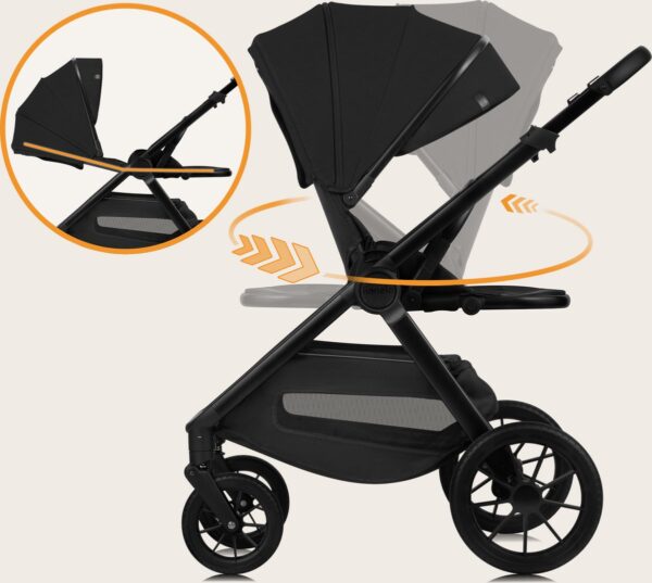 Ratini.lv | LAYLA 2IN1 bērnu ratiņi krāsa BLACK ONYX bilde #9