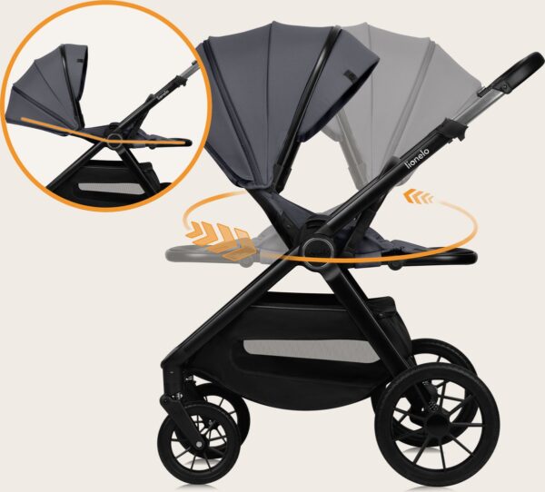 Ratini.lv | LAYLA 2IN1 bērnu ratiņi krāsa GREY STONE bilde #17