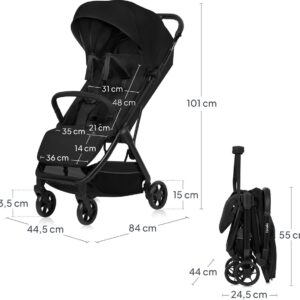 Lionelo JULIE AIR bērnu pastaigu un ceļojumu ratiņi krāsa BLACK ONYX