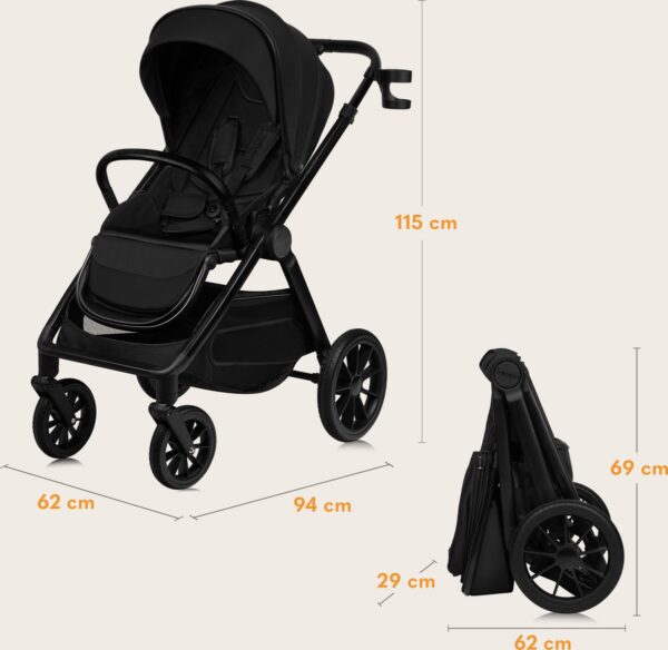 Ratini.lv | LAYLA 2IN1 bērnu ratiņi krāsa BLACK ONYX bilde #5