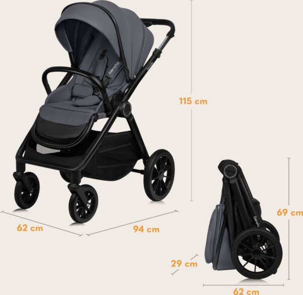Ratini.lv | LAYLA 2IN1 bērnu ratiņi krāsa GREY STONE bilde #21