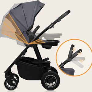 Lionelo AMBER PLUS 2IN1 bērnu ratiņi krāsa GREY GRAPHITE