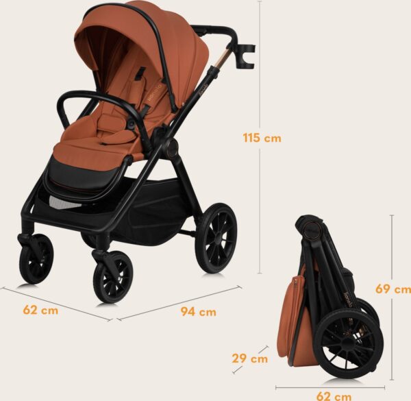Ratini.lv | LAYLA 3IN1 bērnu ratiņi krāsa BROWN RUST bilde #11