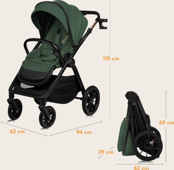 Ratini.lv | LAYLA 2IN1 bērnu ratiņi krāsa GREEN FOREST bilde #13
