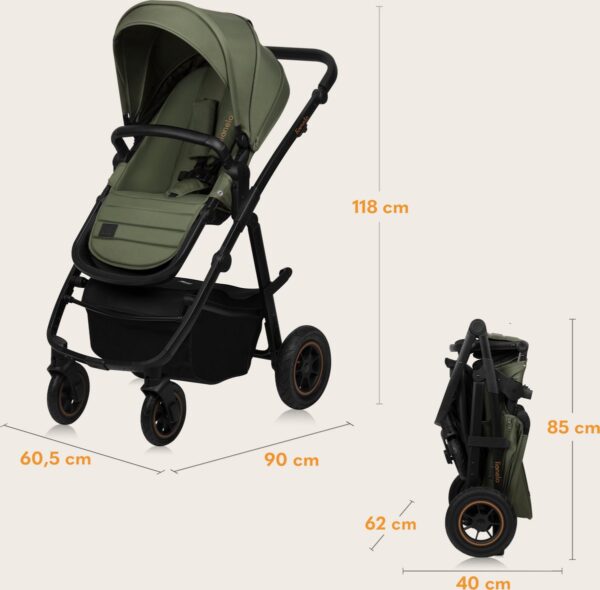 Ratini.lv | AMBER PLUS 2IN1 bērnu ratiņi krāsa GREEN FOREST bilde #9