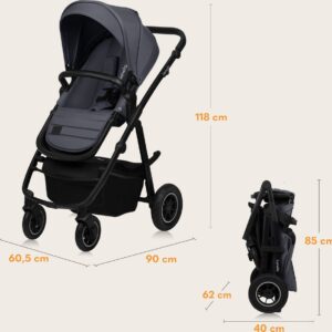 Lionelo AMBER PLUS 3IN1 bērnu ratiņi krāsa GREY GRAPHITE