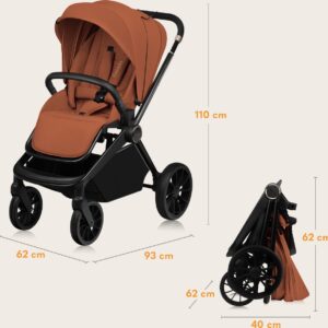Lionelo MIKA PLUS 2IN1 bērnu ratu komplekts krāsa BROWN RUST