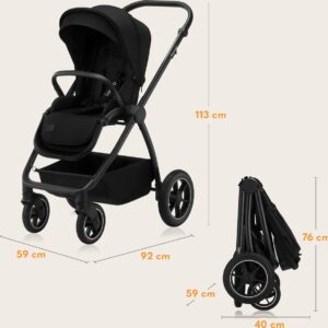Lionelo MERIL 2IN1 bērnu ratiņi krāsa BLACK ONYX