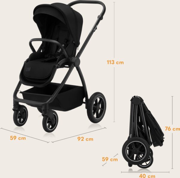 Ratini.lv | MERIL 2IN1 bērnu ratiņi krāsa BLACK ONYX bilde #5