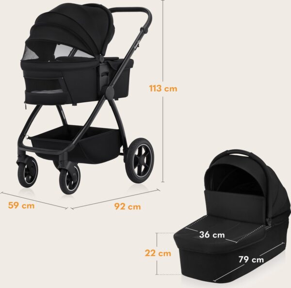 Ratini.lv | MERIL 3IN1 bērnu ratiņi krāsa BLACK ONYX bilde #13