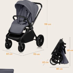 Lionelo MIKA PLUS 3IN1 bērnu ratu komplekts krāsa GREY STONE