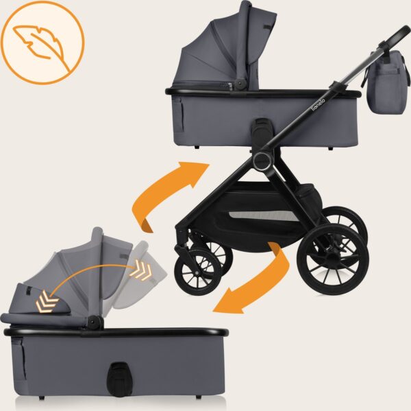Ratini.lv | LAYLA 2IN1 bērnu ratiņi krāsa GREY STONE bilde #15