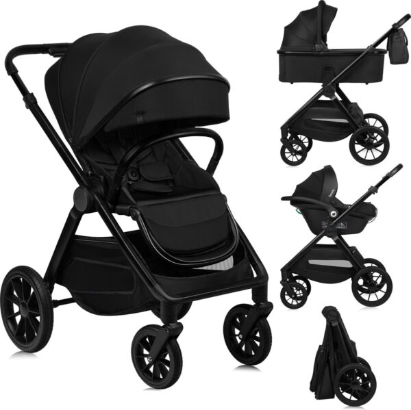 Ratini.lv | LAYLA 3IN1 bērnu ratiņi krāsa BLACK ONYX bilde #1