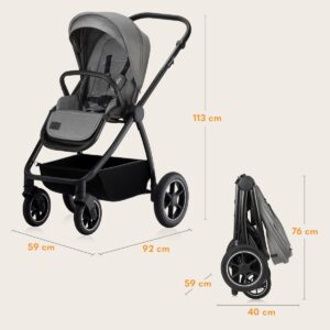 Lionelo MERIL 2IN1 bērnu ratiņi krāsa GREY STONE