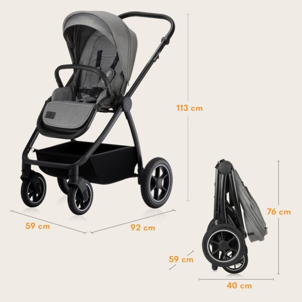 Ratini.lv | MERIL 2IN1 bērnu ratiņi krāsa GREY STONE bilde #7
