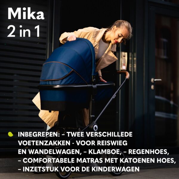 Ratini.lv | MIKA 2IN1 bērnu ratiņi krāsa BLUE NAVY bilde #41