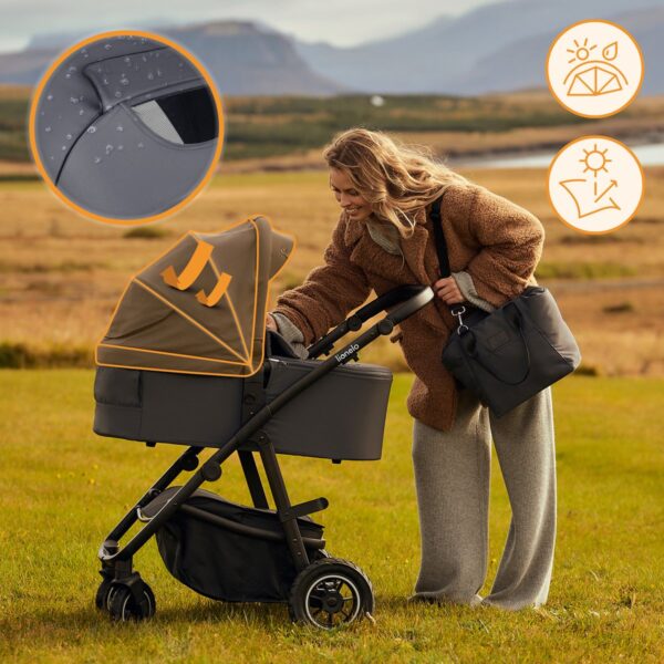 Ratini.lv | AMBER PLUS 2IN1 bērnu ratiņi krāsa BEIGE SAND bilde #43