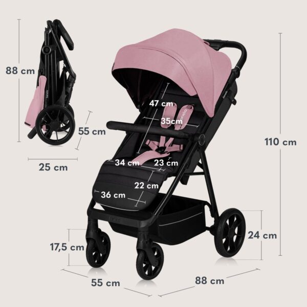 Ratini.lv | MIRA bērnu ratiņi krāsa PINK ROSE bilde #5