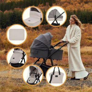 Lionelo AMBER PLUS 3IN1 bērnu ratiņi krāsa BEIGE SAND