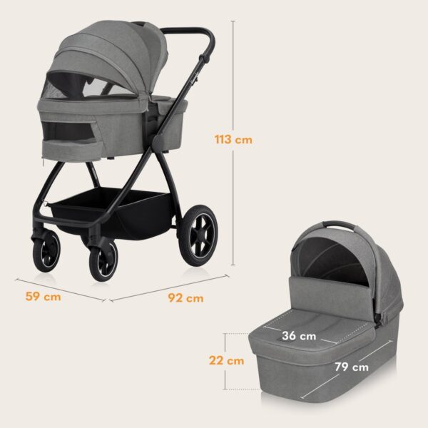 Ratini.lv | MERIL 3IN1 bērnu ratiņi krāsa GREY STONE bilde #9