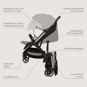 Lionelo JULIE AIR bērnu pastaigu un ceļojumu ratiņi krāsa BEIGE SAND