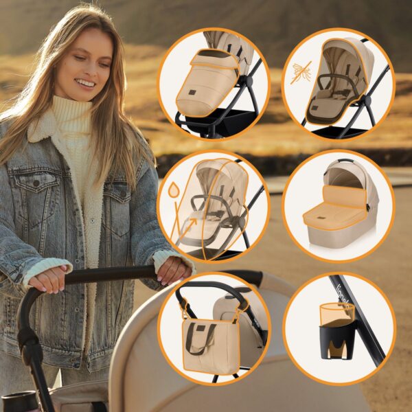 Ratini.lv | MERIL 3IN1 bērnu ratiņi krāsa BEIGE SAND bilde #35
