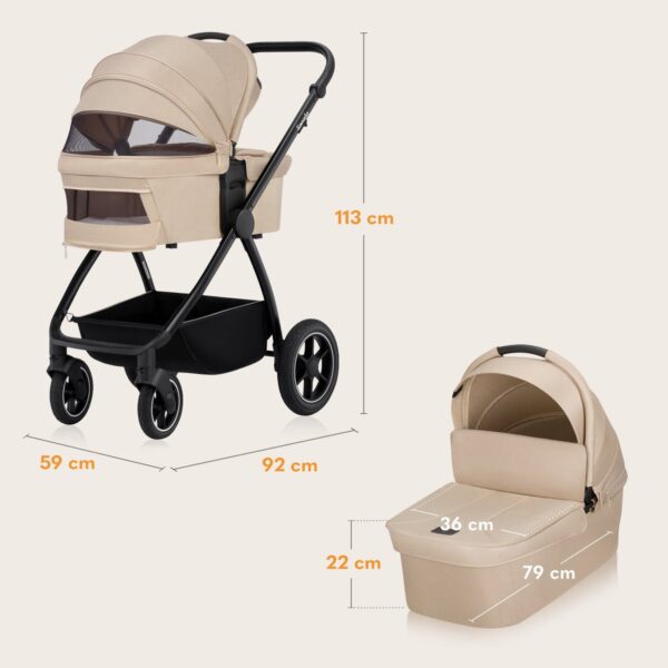 Ratini.lv | MERIL 3IN1 bērnu ratiņi krāsa BEIGE SAND bilde #23