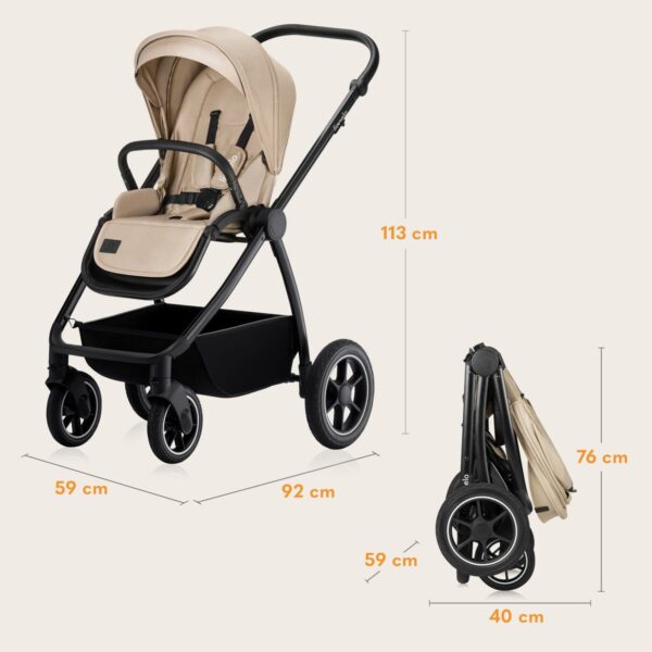 Ratini.lv | MERIL 3IN1 bērnu ratiņi krāsa BEIGE SAND bilde #25