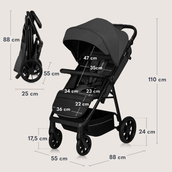 Ratini.lv | MIRA bērnu ratiņi krāsa GREY GRAPHITE bilde #5