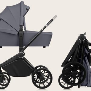 Lionelo MIKA PLUS 2IN1 bērnu ratu komplekts krāsa GREY STONE