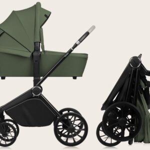Lionelo MIKA PLUS 2IN1 bērnu ratu komplekts krāsa GREEN OLIVE