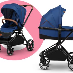 Lionelo MIKA 2IN1 bērnu ratu komplekts krāsa BLUE NAVY