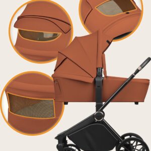 Lionelo MIKA PLUS 2IN1 bērnu ratu komplekts krāsa BROWN RUST