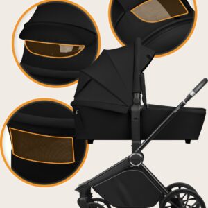 Lionelo MIKA PLUS 2IN1 bērnu ratu komplekts krāsa BLACK ONYX