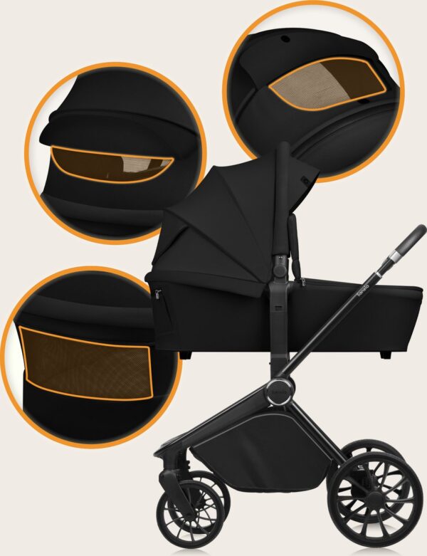 Ratini.lv | MIKA PLUS 2IN1 bērnu ratiņi krāsa BLACK ONYX bilde #25