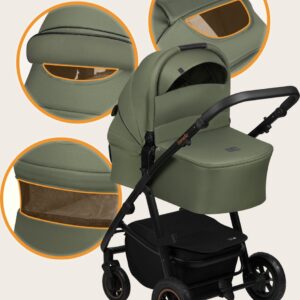 Lionelo AMBER PLUS 2IN1 bērnu ratiņi krāsa GREEN FOREST