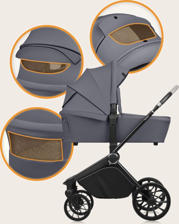 Ratini.lv | MIKA PLUS 2IN1 bērnu ratiņi krāsa GREY STONE bilde #9